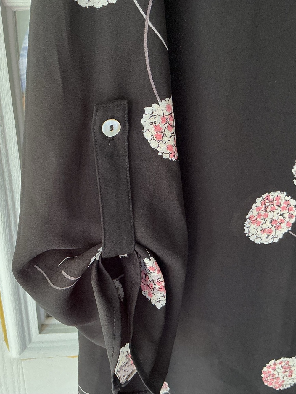 Daniel Rainn Black Floral V-Neck Blouse - Pink/White Accents - Picture 4 of 8